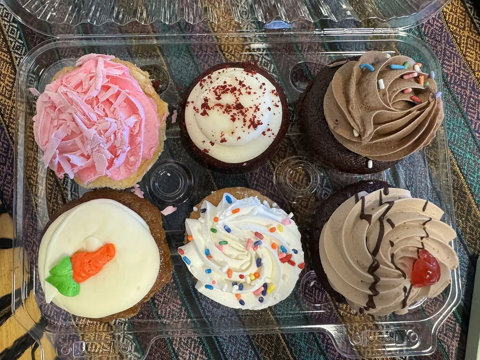 Frosted cupcakes at a bakery in California. The photo was not taken at a Wellington bakery.