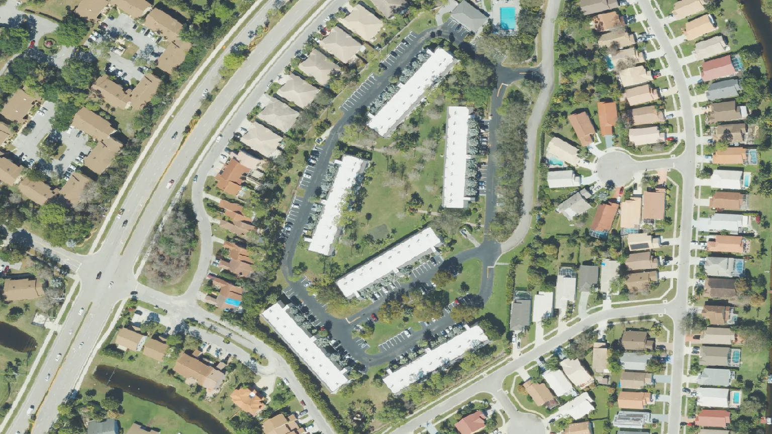 Via Veneto and Via Toscana in Casa Nella Foresta, off Wellington Trace, seen from the air. The picture does not show the roads as they are today.