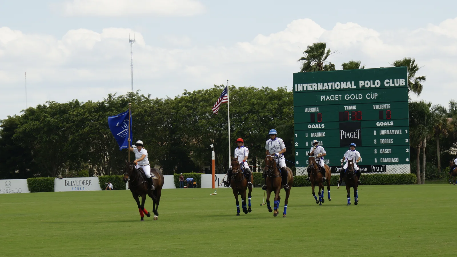 Players ride onto the field at the International Polo Club Palm Beach, inside Wellington's Equestrian Preserve Area.