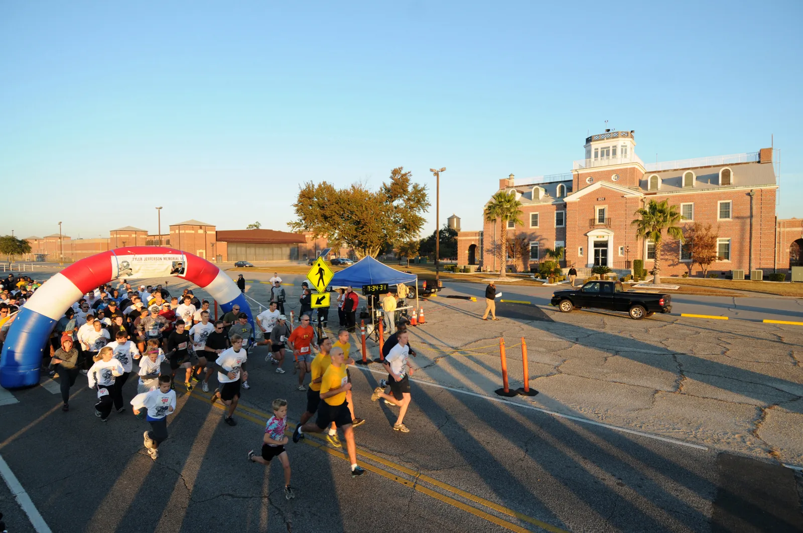 Runners start a 5K race at Corry Station in Pensacola, Fla. The picture does not show the Wellington race.