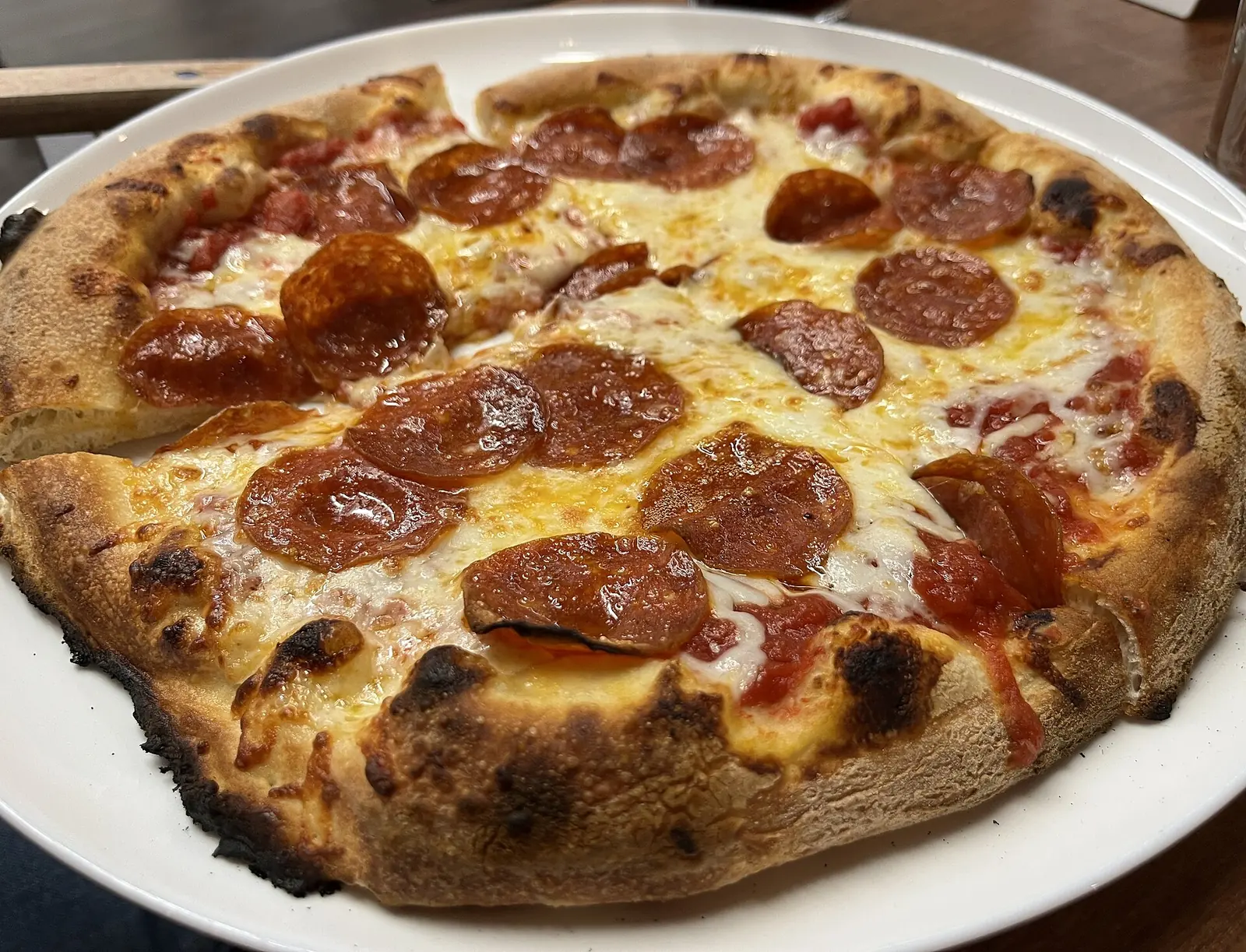 A pepperoni pizza at a pizza bar in Miami. The photo was not taken at a Wellington restaurant.